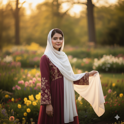 White - Georgette Hijab