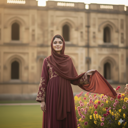 Maroon - Georgette Hijab